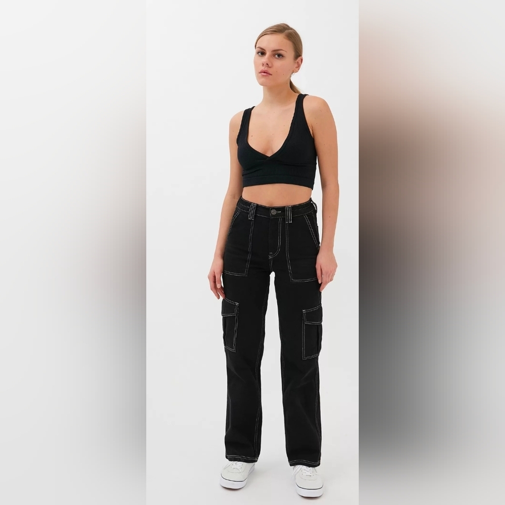 BDG High-Waisted Contrast Stitch Skate Jean – Black- 24